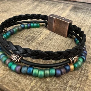 Braided Artisan Wrap | Full-Grain Navy Leather